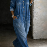 Isla - Off-the-Shoulder Denim Jumpsuit