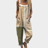 Comfortable Printed Dungarees, Beige / Green