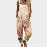Comfortable Printed Dungarees, Beige