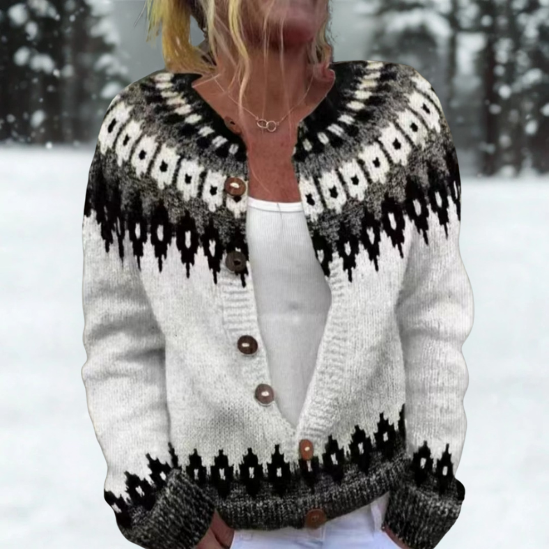 Brigitte | Monochrome Nordic Cardigan