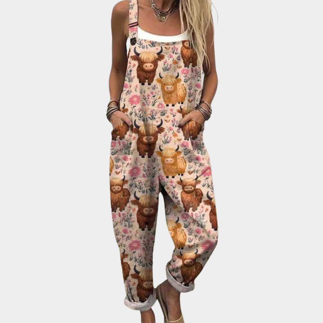 Comfortable Printed Dungarees, Multicoloured - Print 9