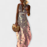 Elegant dress with V-neckline and sequin detail