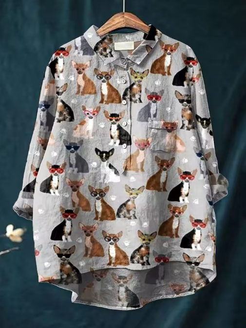 Marie | Chihuahua Motif Blouse