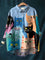 Rose | Stylish Women's Blouse Featuring Artistic Cat Design