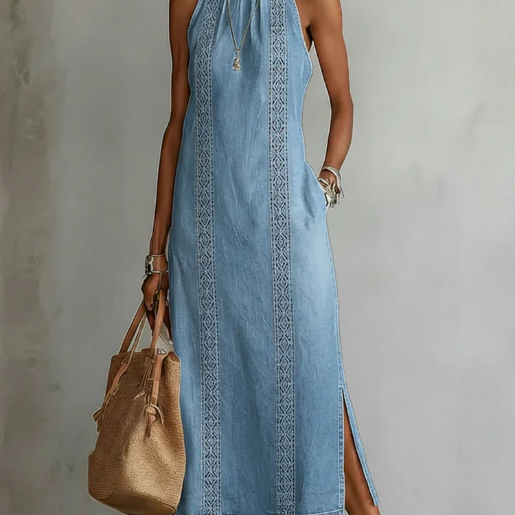 Tilly - Retro Lace Denim Dress