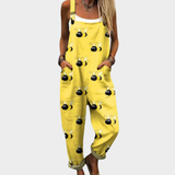Comfortable Printed Dungarees, Yellow