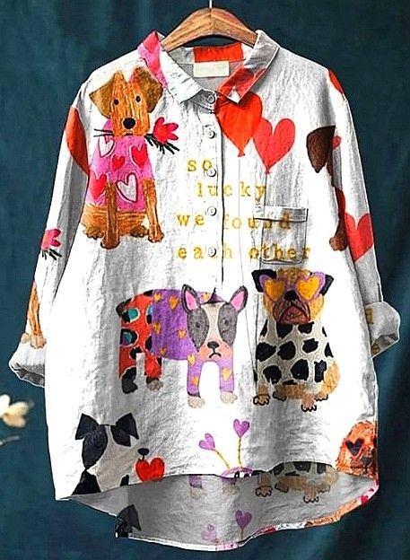 Lotte | Whimsical Blouse Featuring Heart and Animal Designs