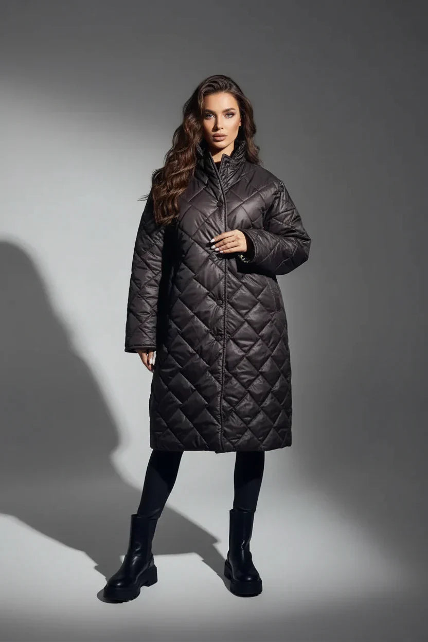 Premium Padded Coat with Leopard-Print Lining