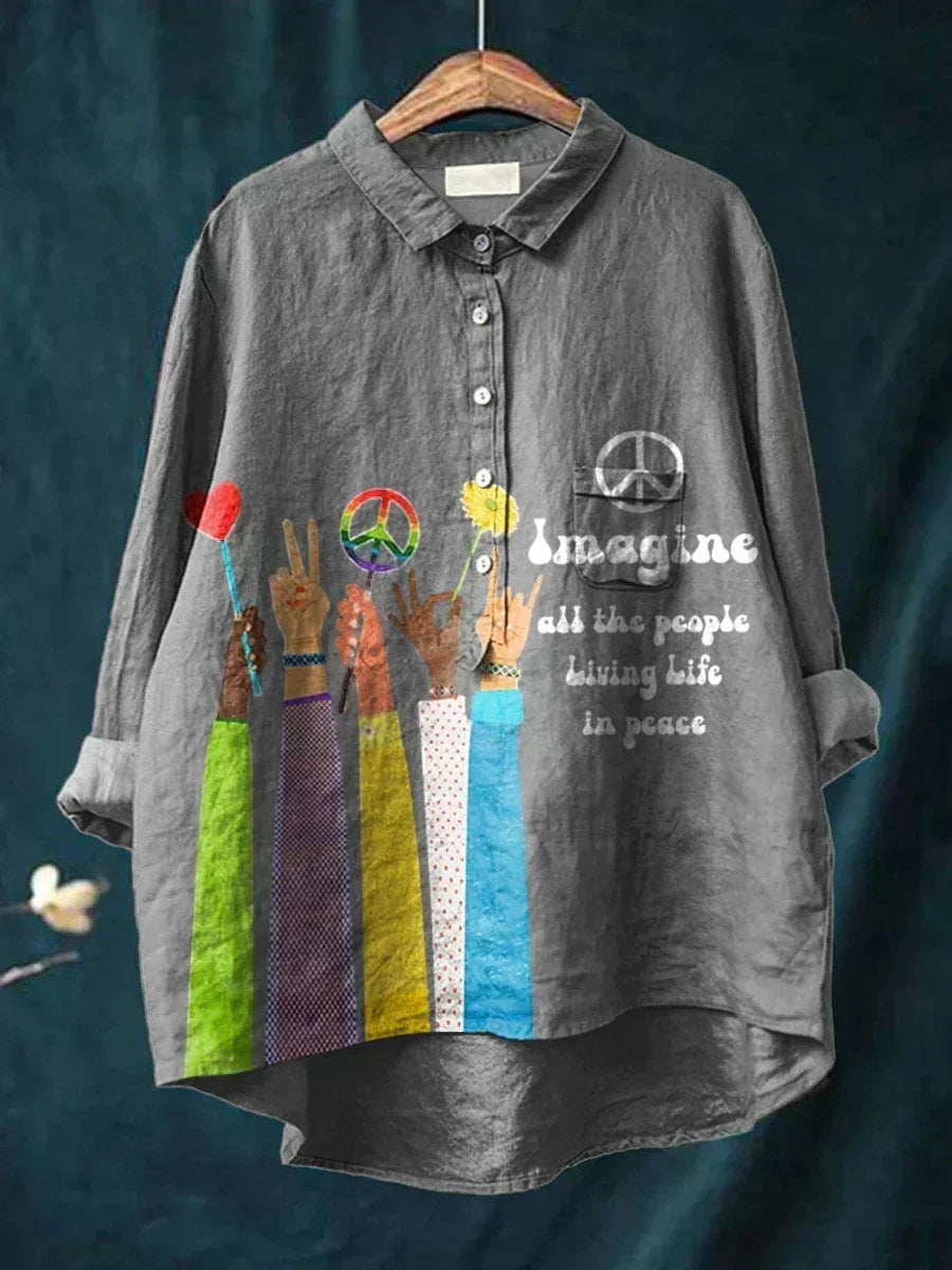 Paula | Women's Bohemian Peace Print Blouse