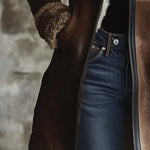 VINTAGE COAT WITH CONTRAST LAMBSKIN COLLAR