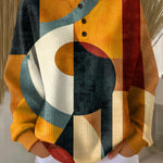 Lærke™ - Waffle Jumper with Geometric Pattern