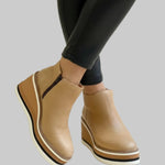 Aileen Wedge Boots - Beige