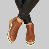 Aileen Wedge Boots - Brown
