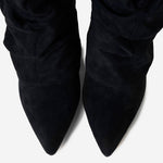 Celeste | Slouchy Fold-Over Knee-High Boots - Black