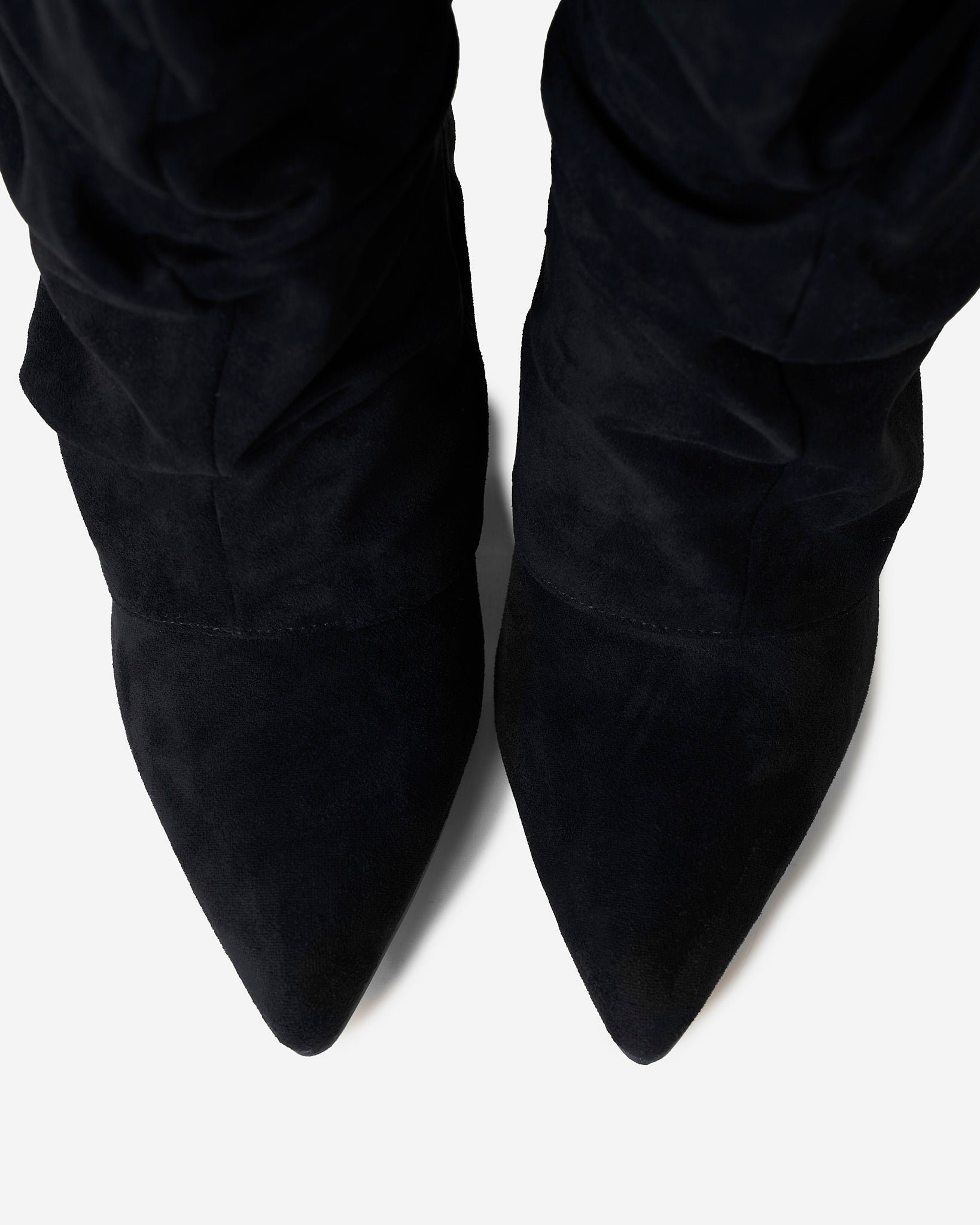 Celeste | Slouchy Fold-Over Knee-High Boots - Black