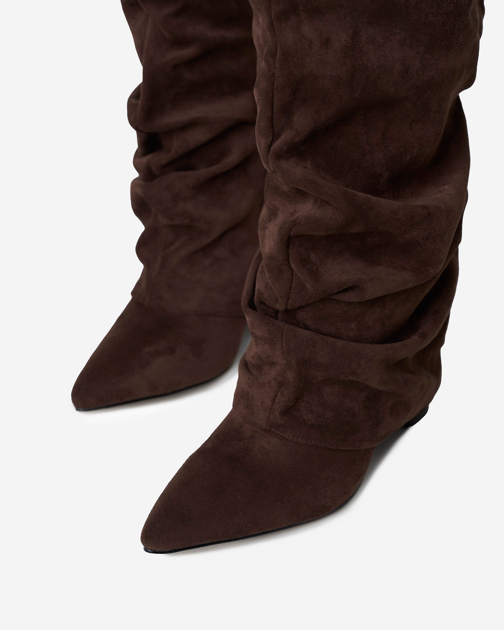Celeste | Slouchy Fold-Over Knee-High Boots - Dark Brown
