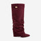 Celeste | Slouchy Fold-Over Knee-High Boots - Burgundy