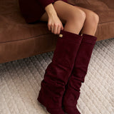 Celeste | Slouchy Fold-Over Knee-High Boots - Burgundy
