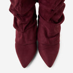 Celeste | Slouchy Fold-Over Knee-High Boots - Burgundy