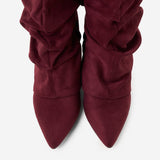 Celeste | Slouchy Fold-Over Knee-High Boots - Burgundy