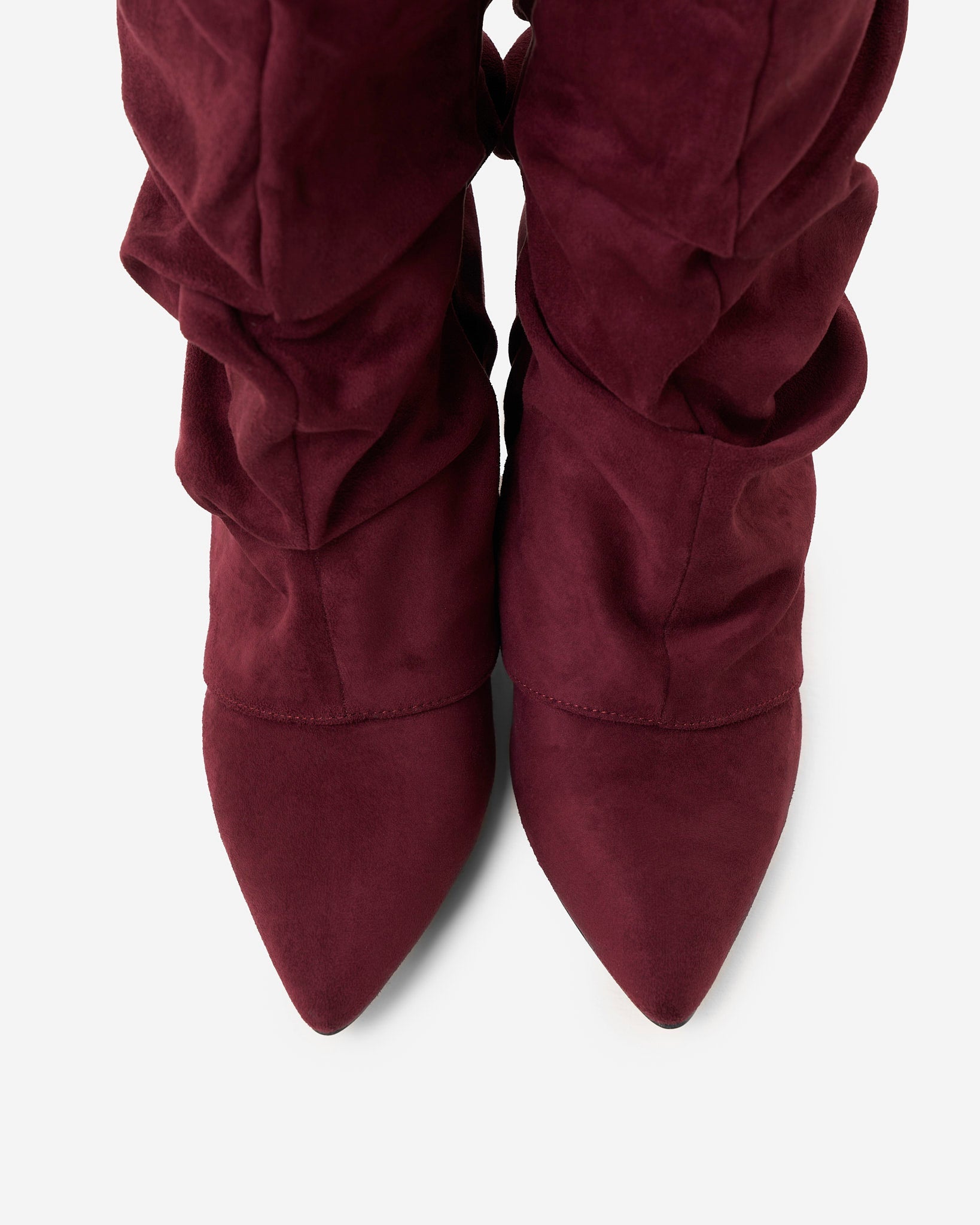 Celeste | Slouchy Fold-Over Knee-High Boots - Burgundy