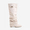 Celeste | Slouchy Fold-Over Knee-High Boots - Cream
