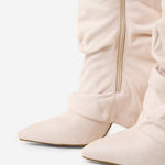 Celeste | Slouchy Fold-Over Knee-High Boots - Cream