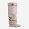 Celeste | Slouchy Fold-Over Knee-High Boots - Taupe