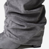 Celeste | Slouchy Fold-Over Knee-High Boots - Grey