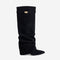 Celeste | Slouchy Fold-Over Knee-High Boots - Black