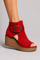 Frances Buckle Wedge Sandals - Red