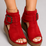 Frances Buckle Wedge Sandals