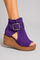 Frances Buckle Wedge Sandals - Purple