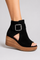 Frances Buckle Wedge Sandals - Black