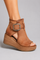 Frances Buckle Wedge Sandals - Brown