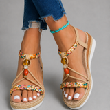 Helen Embellished Comfort Sandals - Beige