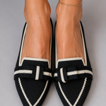 June Contrast-Trim Pointed Flats
