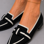 June Contrast-Trim Pointed Flats