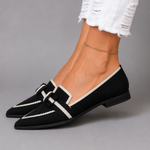 June Contrast-Trim Pointed Flats