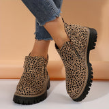 Kathleen Zip Ankle Boots - Leopard Print