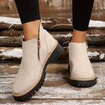 Kathleen Zip Ankle Boots - Beige
