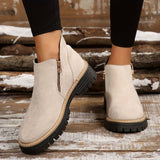 Kathleen Zip Ankle Boots - Beige