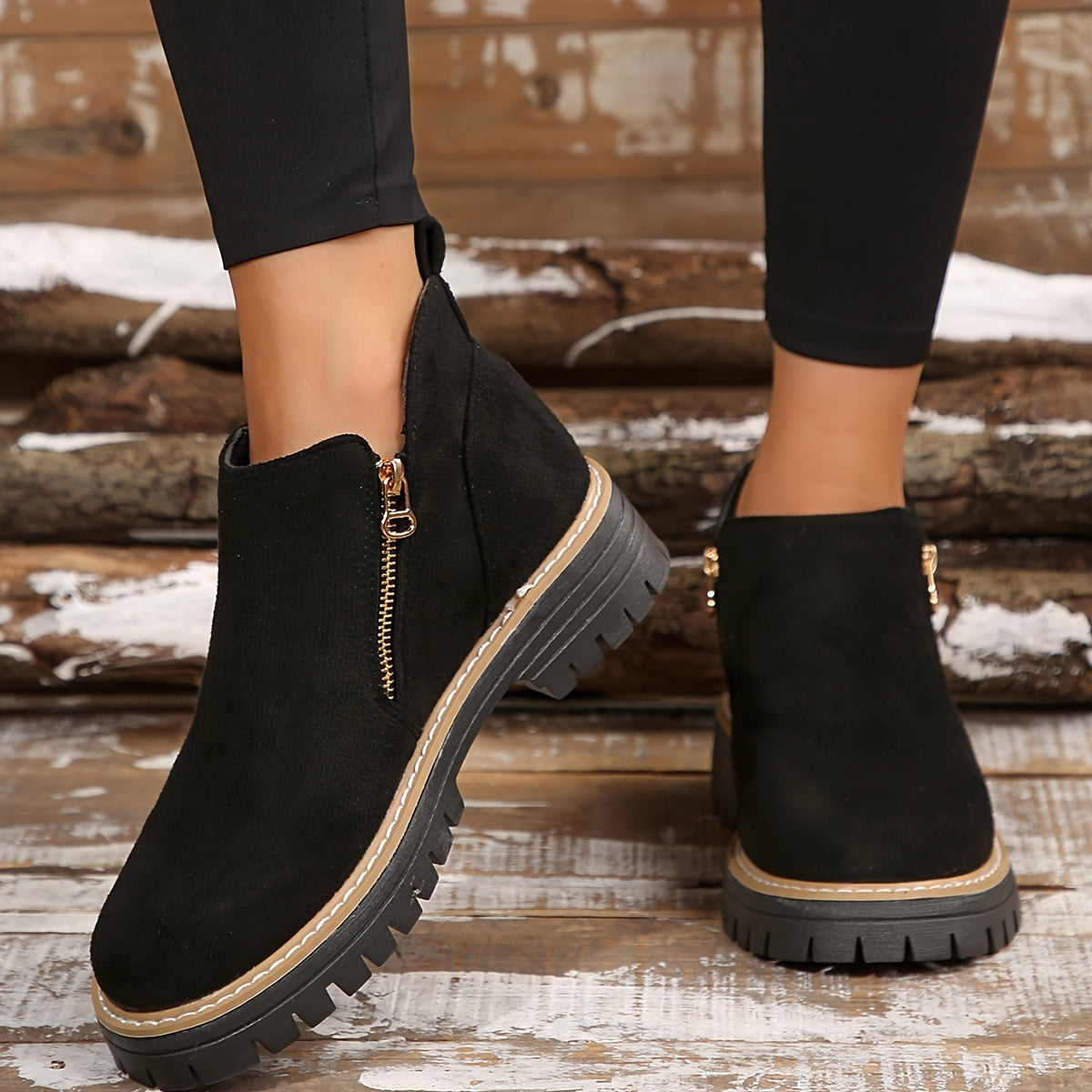 Kathleen Zip Ankle Boots - Black