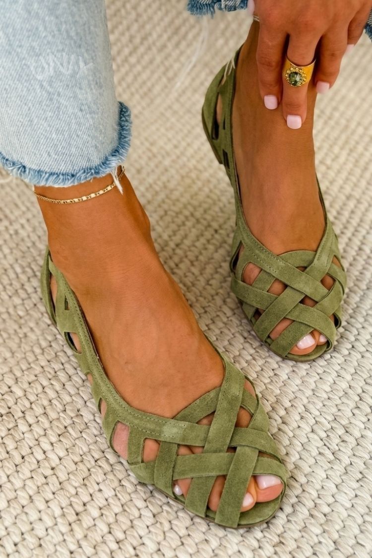 Martha Woven Comfort Sandals - Green