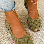 Martha Woven Comfort Sandals - Green