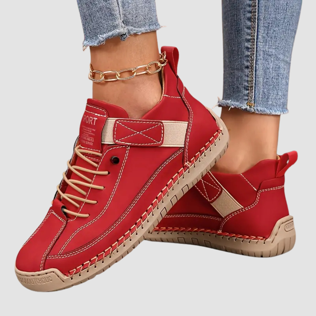 Mia | Cushioned Slip-On Trainers - Red