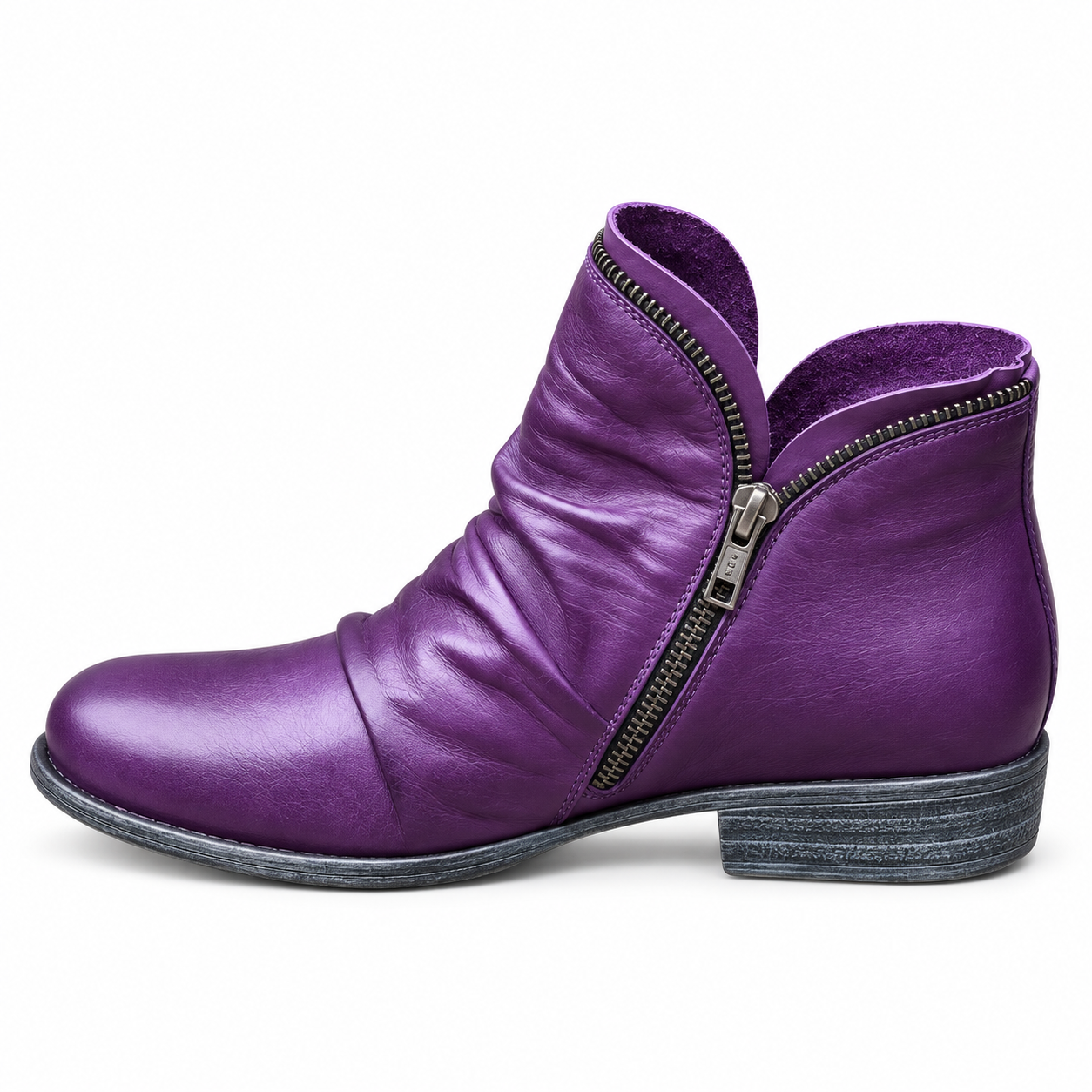 Molly Zip Ankle Boots - Purple