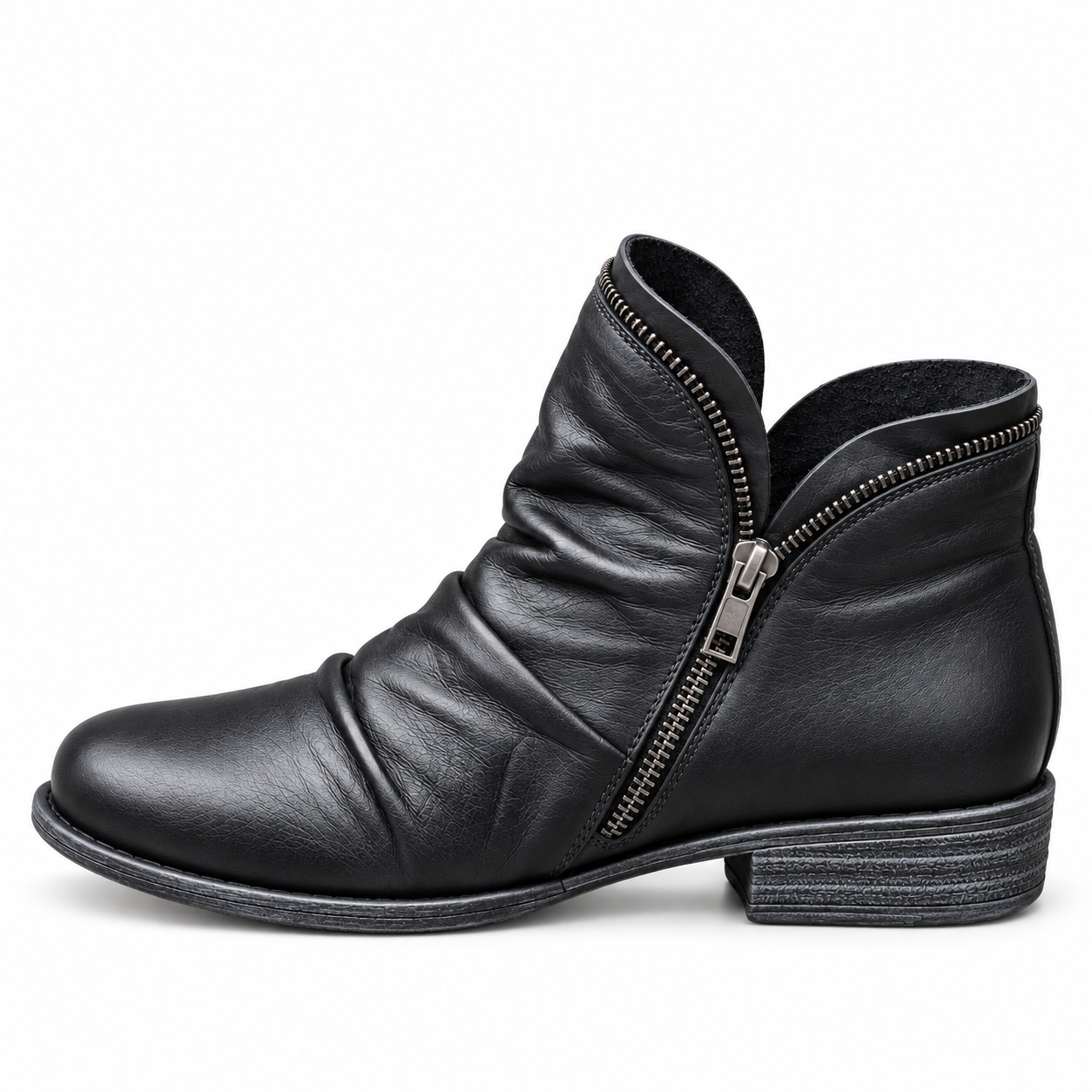 Molly Zip Ankle Boots - Black