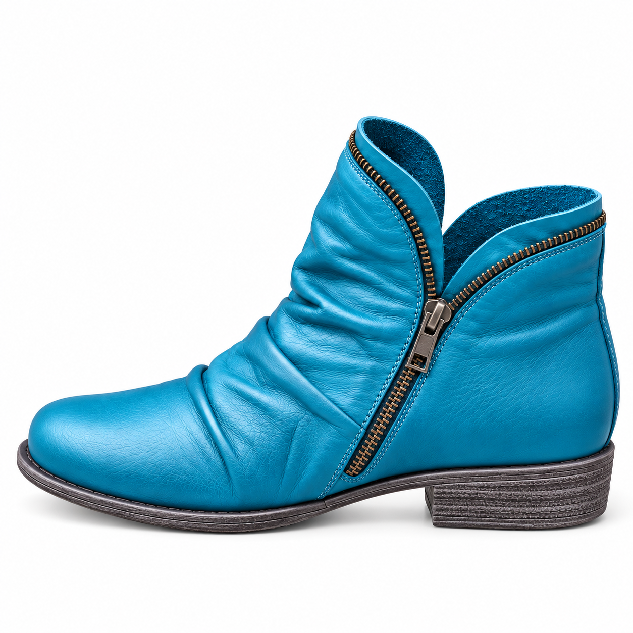 Molly Zip Ankle Boots - Blue