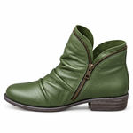 Molly Zip Ankle Boots - Green